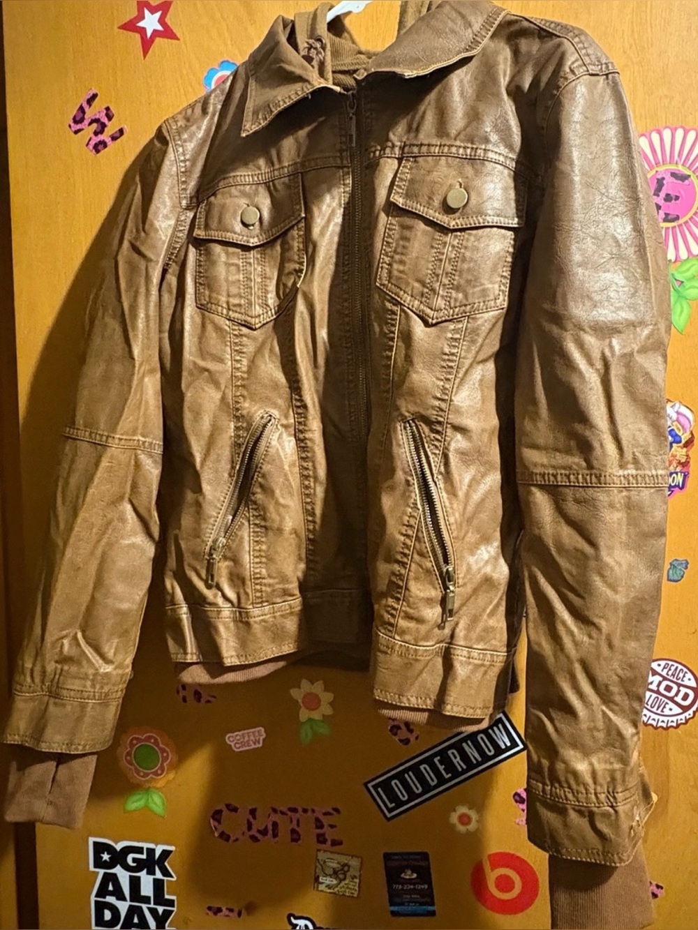 Women’s LA Coition Vegan Leather Brown Jacket